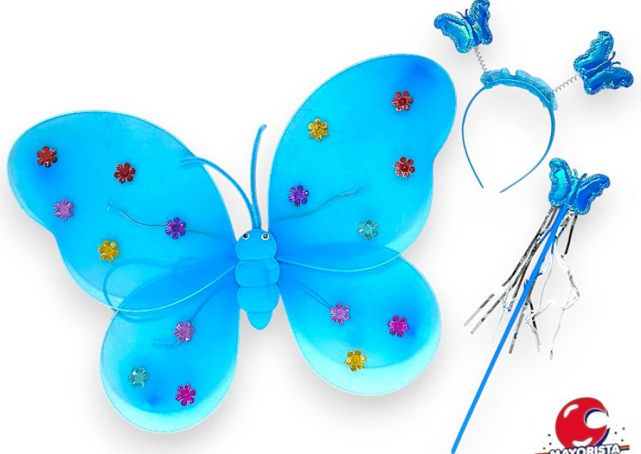 [3329] SET DE MARIPOSA CON LUZ CELESTE (YJ0729) YJ IMPORT