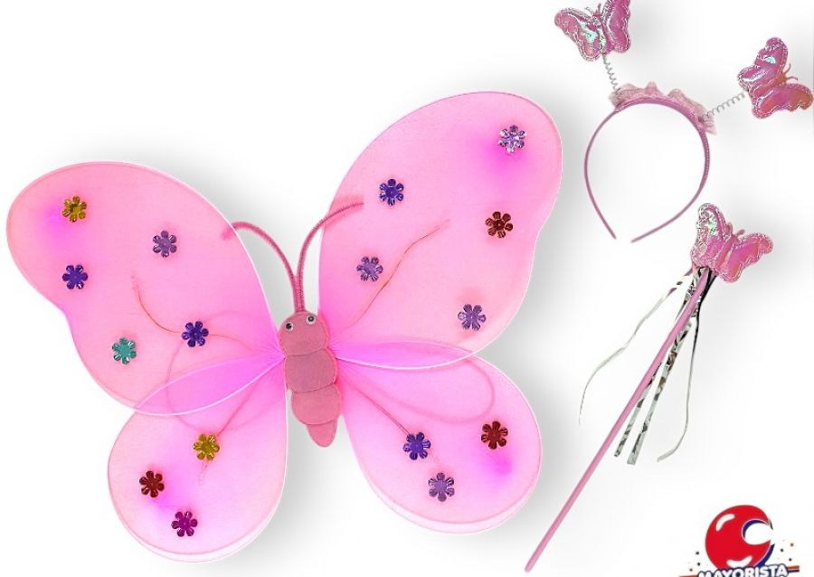 [3681] SET DE MARIPOSA CON LUZ ROSA (YJ0729) YJ IMPORT