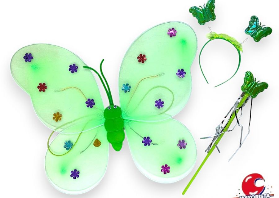[1132] SET DE MARIPOSA CON LUZ VERDE MANZANA (YJ0729) YJ IMPORT