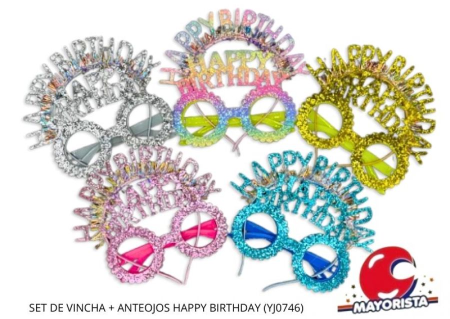 SET DE VINCHA + ANTEOJOS HAPPY BIRTHDAY (YJ0746) YJ IMPORT