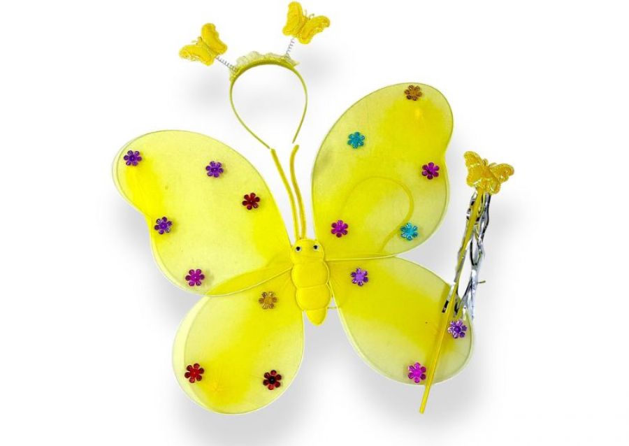 [1001] SET MARIPOSA AMARILLO (ALAS-VINCHA-VARITA) YJ0409 - YJ IMPORT