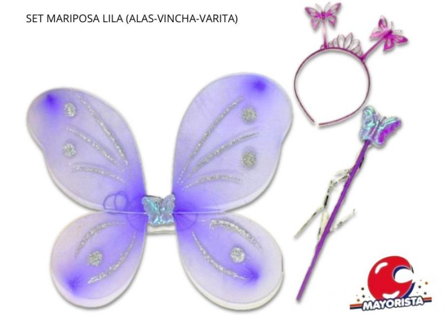 [1325] SET MARIPOSA LILA (ALAS-VINCHA-VARITA) YJ0409 - YJ IMPORT